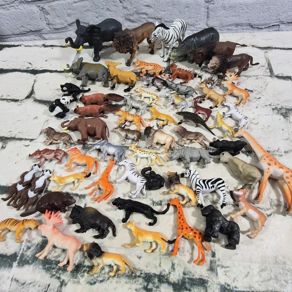 Animal Mini Figures Large Assorted Lot Of 58 Zoo Wildlife Science Nature